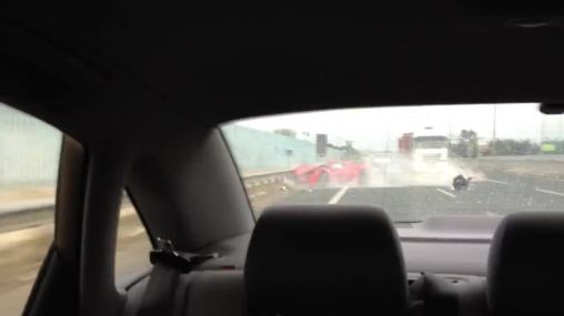 Ferrari 458 Spider got wrecked on a highway in Italy