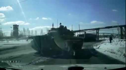 Meanwhile in Russia another tank spotted on a public road