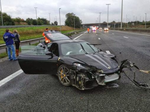 Ferrari F430 Scuderia & Mercedes-Benz SLS AMG recent collision