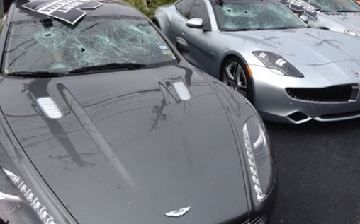 Expensive luxury cars wrecked by a crazy naked man in Texas