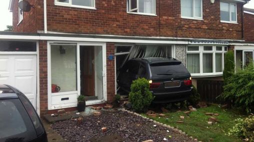 BMW X5 crashed into house in Ashington caused serious damage