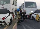 Ferrari California brutally crashed into a bus in Ajman