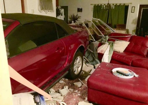 A 77-year-old man crashed his Ford Mustang into a house