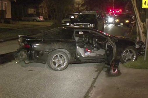 Stolen Camaro in Houston got totaled after police chase