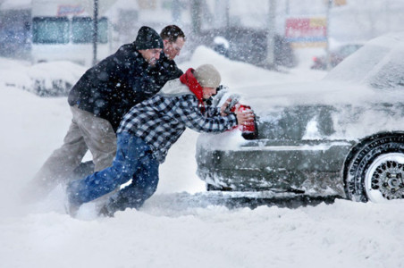 car stuck in snow