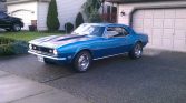 Blue 1968 Chevrolet Camaro 327 auto with 350 turbo trans For Sale (1)