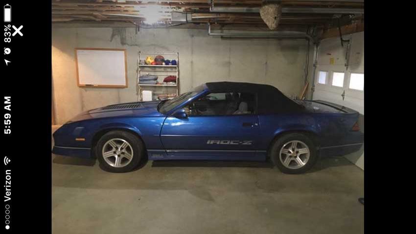 3rd gen blue 1990 Chevrolet Camaro Iroc-Z convertible For Sale